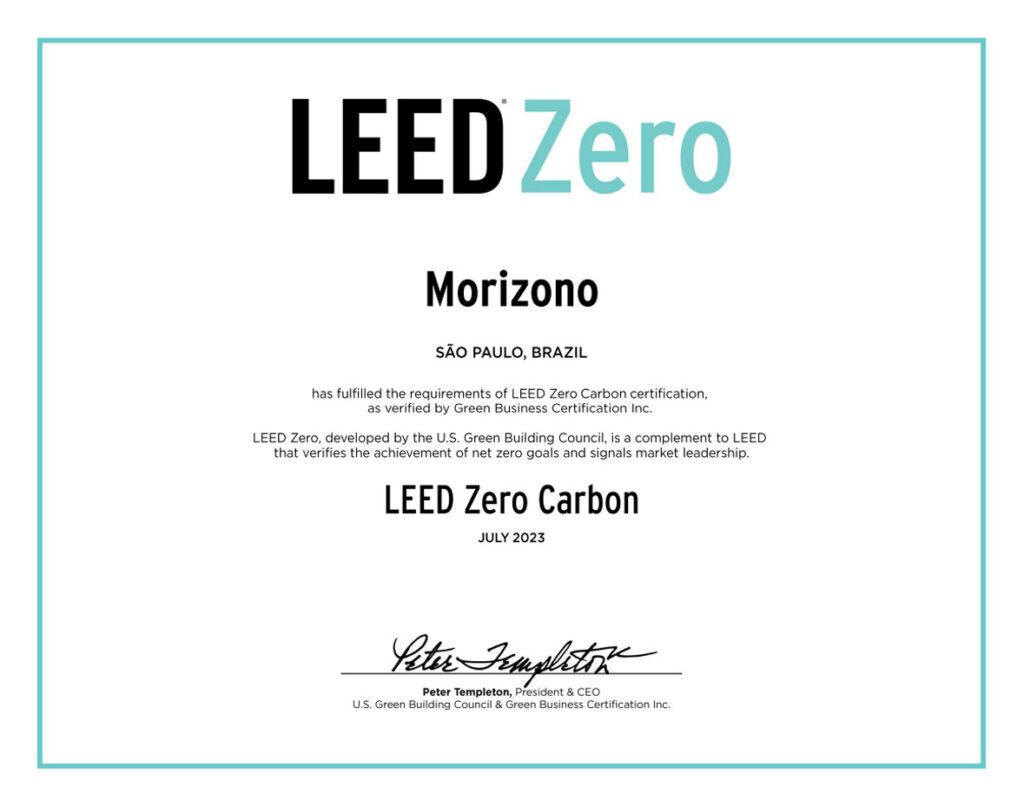 LEED Zero Carbon Certificate Morizono - Ene Consultores