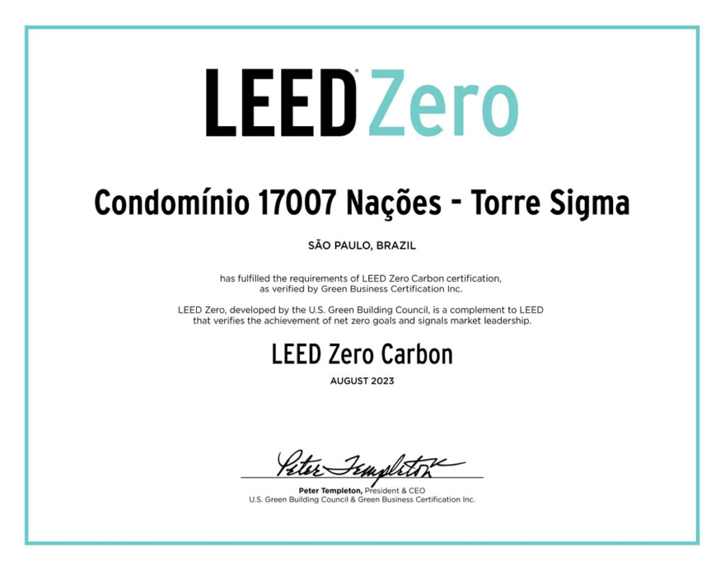 Leed ZERO Carbon - TORRE SIGMA BROOKFIELD PROPERTIES - Ene Consultores ok